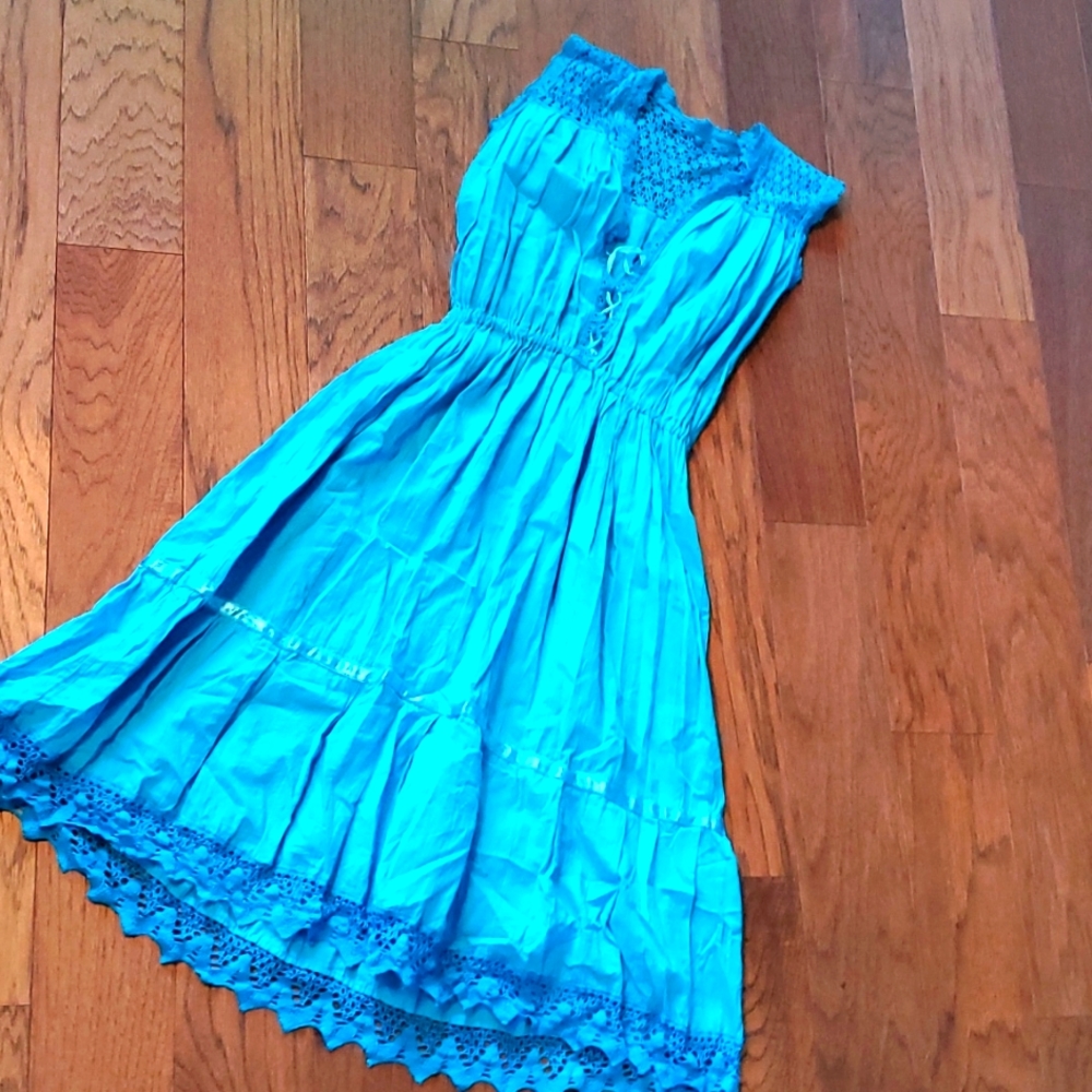 Vintage Cotton & Crochet Tropical or‎ Spanish Dress